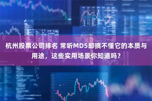 杭州股票公司排名 常听MD5却搞不懂它的本质与用途，这些实用场景你知道吗？